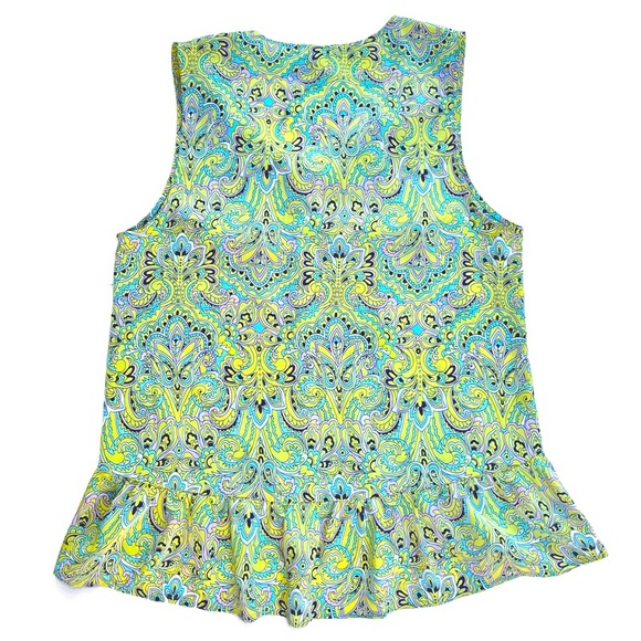 2 for$10 | Juicy Couture | Satin Paisley | Peplum Hem Sleeveless Tunic Tank - Picture 2 of 6